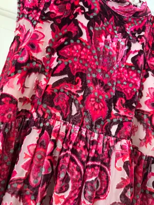 Free People Magenta Velour Paisley Dress thumbnail 2