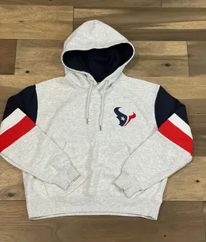 NFL Hoodie Size M Womens Gray Navy Trim Texans Embroidered Logo Cotton thumbnail 1