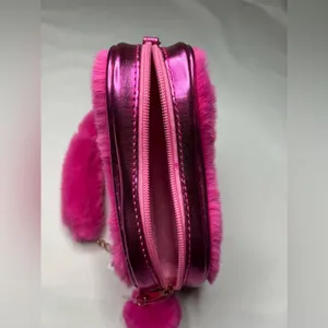 Rainbow Sugar Fluffy Pink Heart Shoulder Bag 7” thumbnail 3