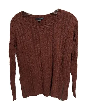 American Eagle Cable Knit Sweater Side Zipper Size‎ S Rust Color thumbnail 1
