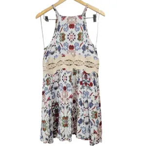 Umgee USA Women's Size S White Floral‎ Lace Halter Neck Mini Dress thumbnail 2