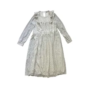 Madewell Smocked Ruffle Shoulder Midi Dress Small Inkbrush‎ Dots White Black thumbnail 4