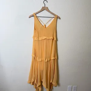 Anthropologie Tiered Sheer Overlay‎ Dress Orange Ruffle Shift Sleeveless Size XS thumbnail 10