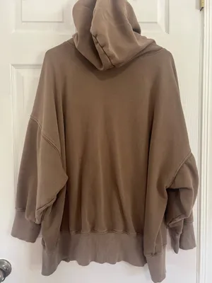Free People Movement XS Oversized Hoodie Taupe Athleisure Boho Lounge Sweatshirt thumbnail 4