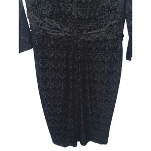 NWT Talbots Womens Velvet Jacquard Damask V-Neck Sheath Dress Black Size Large thumbnail 11