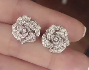 & Other Stories Gorgeous Silver Sophisticated Rose-Shaped Stud Earrings thumbnail 3