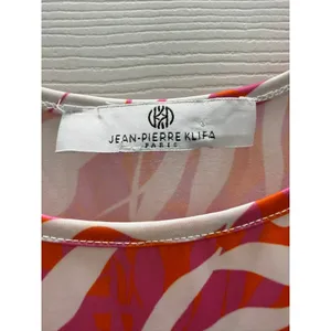 Jean-Pierre Klifa Paris Shift Dress S Pink Orange Abstract Floral Stretch Resort thumbnail 4