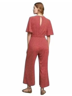 Anthropologie Margaret Belted red Jumpsuit romper 12 thumbnail 6