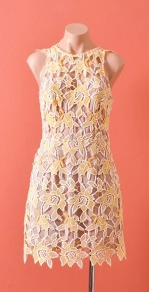 NBD Yellow Lace Mini Dress thumbnail 1