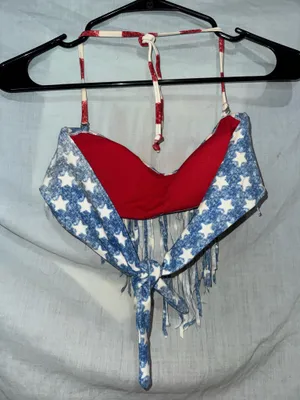 American Flag Fringe Bikini SET Blue Size L thumbnail 2