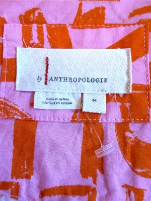 Anthropologie The Somerset French Writing Maxi Dress Pink Orange Size Medium thumbnail 10
