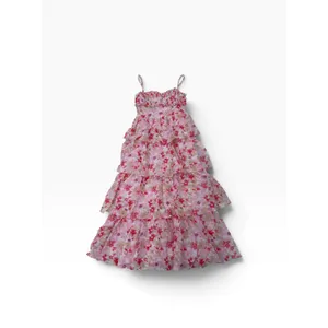 ASTR the Label Pink Coral Floral Tiered Ruffle Maxi Dress XS thumbnail 11