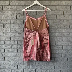 NWT For Love and Lemons Luna Pink Metallic Mini Dress Size Medium thumbnail 6