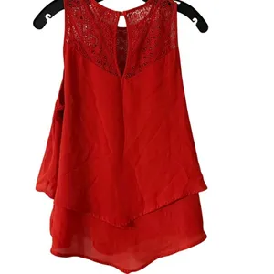 Monteau Los Angeles Orange top lace Neck Women's Large thumbnail 4
