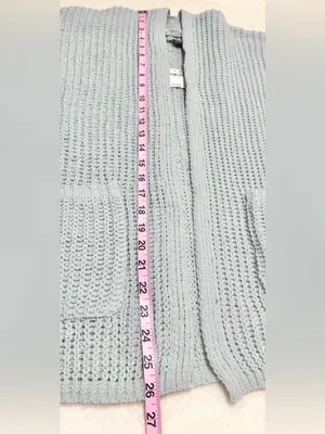 American Eagle Outfitters Open-Front Chunky Knit Cardigan Light Blue Size Small thumbnail 8