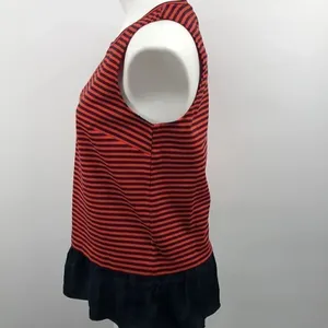 J Crew sleeveless orange navy blue ruffle top thumbnail 6
