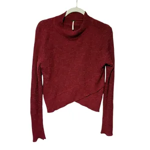 Free People Boho Wrap‎ Sweater Plum Linen Blend with Tulip Hem Size Small thumbnail 2
