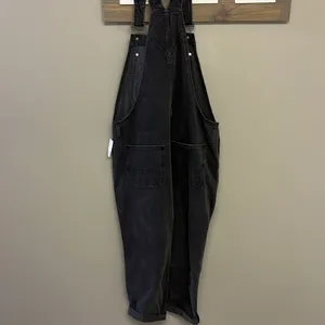 GAP Acid Wash Black Adjustable Razorback Overalls Pockets and Side Buttons- M thumbnail 2