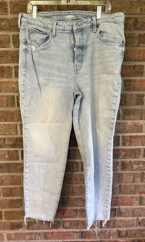 Old Navy Light Wash Women’s High-Rise Button Fly Jeans - Light Blue thumbnail 1