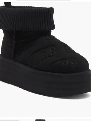 UGG NEW Classic Mini Platform Felted Black Sheepskin Boots, Black, size 12, NWO thumbnail 2