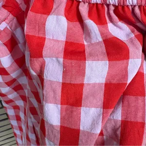 Day + Moon Pink‎ And Red Plaid Romper Size Large Pink thumbnail 10