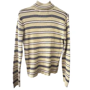 Marsh Landing Striped Turtleneck Sweater Long Sleeve Yellow Black White Casual M thumbnail 5