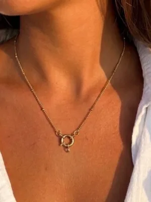 18K gold plated stainless steel Charm Holder necklace Ball Womens Jewelry thumbnail 1