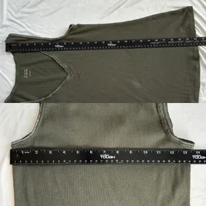 2007 Express Basic V Neck Metallic Trim Green Ribbed Tank Top 100% Cotton Small‎ thumbnail 7