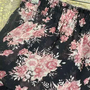LoveShackFancy Pink Black Floral Garden Tiered Mini Skirt Large 100% Silk thumbnail 7