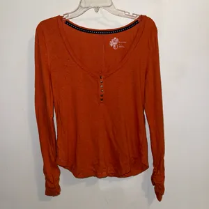 NWT DEFECTIVE $68 Anthropologie x Pilcro Coral Sustainable Pullover Henley M thumbnail 5