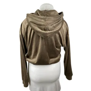 H&M Women's Brown Fleece Full Zip Hoodie Hooded Long Sleeve Sweatshirt Top XL thumbnail 2
