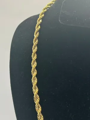 Real Gold Rope Chain Necklace 5mm 24 Inch Plated Mens Bold High Quality Sleek thumbnail 2