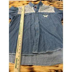 Black Canyon Denim Button Shirt‎ Embroidered Lace Size XL Western Women Vintage thumbnail 3