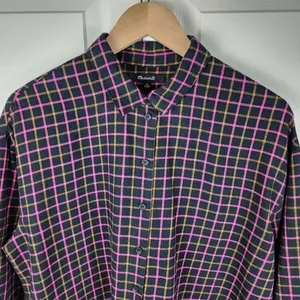 Madewell Plaid Flannel Boxy Shirt Crop Top Size M thumbnail 5