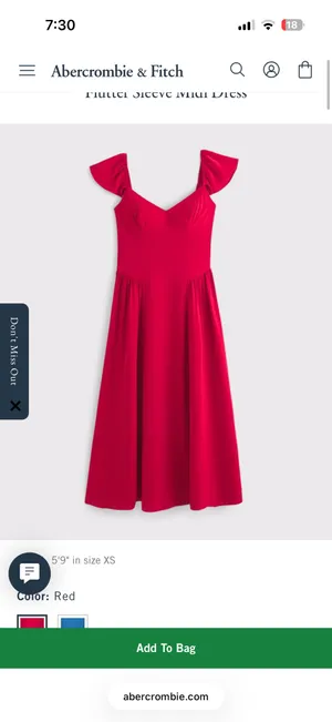 Abercrombie Red Midi Dress Flutter Sleeves thumbnail 3