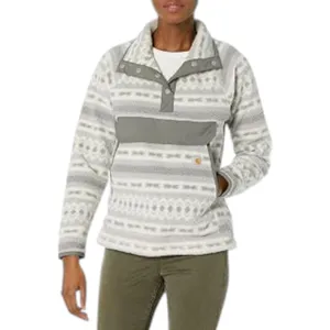 Carhartt 0J4991 Relaxed Fit Fleece Grey Aztec Quarter Snap Pullover Large 10-12 thumbnail 5