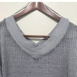 Free People We‎ The Free South Side Waffle Knit Thermal Charcoal Gray Sz XS thumbnail 4