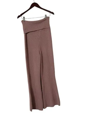 NEW FREE PEOPLE FP Beach Ruby Mauve Knit Sweater Foldover Joggers Pants Sweats thumbnail 1
