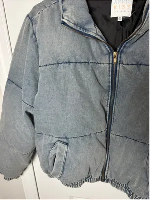 April Kiss Denim Puffer Jacket Size M Blue NWT thumbnail 5