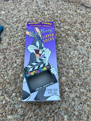 Vintage 90s Looney Tunes Bugs Bunny Slipper Grip Socks Fleece Lined One size new thumbnail 4
