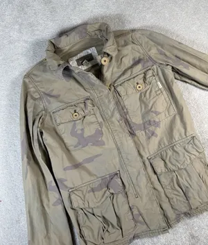 Hollister Vtg Womens Camo Cargo Utility Field Jacket‎ Cotton Size Lg Military thumbnail 1
