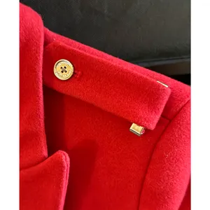 Michael Kors Coat Womens Size S Red Wool Double Breasted Military Peacoat Zipper thumbnail 7