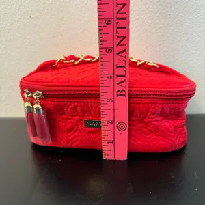 Red Pink Mary Kay makeup bag with gold chain handle #glam #makeup bag New thumbnail 9