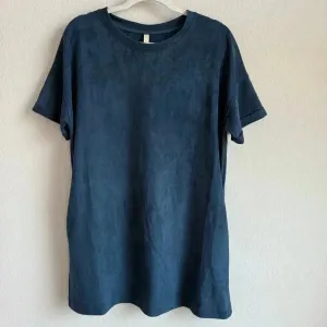 Wishlist Women’s Faux Suede Stretch Short Sleeve Pockets Navy Mini‎ Dress Size M thumbnail 3