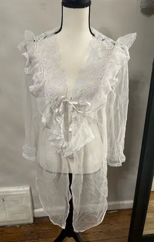 Fairy core white sheer lace top Size M thumbnail 1