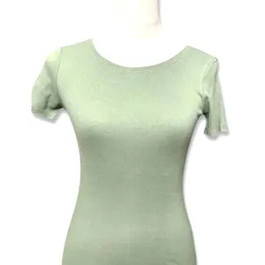 Open Edit Ribbed Bodycon Dress Sage Green Short Sleeve TShirt Dress XXS NWOT thumbnail 4