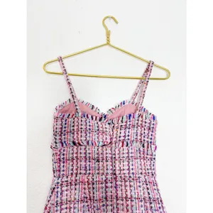 Lovers & Friends Tallulah Mini Dress Size XXS Pink Tweed Ruffle Hem Barbie NWT thumbnail 12
