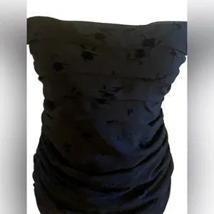 Source Unknown Black Velvet Floral Rose Goth Ruched body-con Mini dress Fairy Grunge Small Hoco thumbnail 2