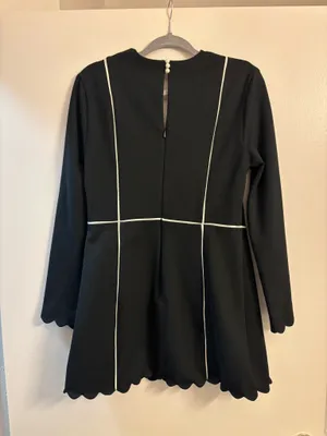 Maeve Square-Neck Scalloped Hem Long-Sleeve Mini Dress thumbnail 4