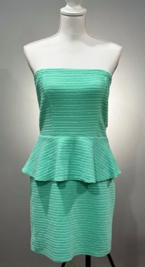 Deb Shops SALE! Mint Green Y2K Strapless Peplum Dress Size L Juniors EUC thumbnail 1